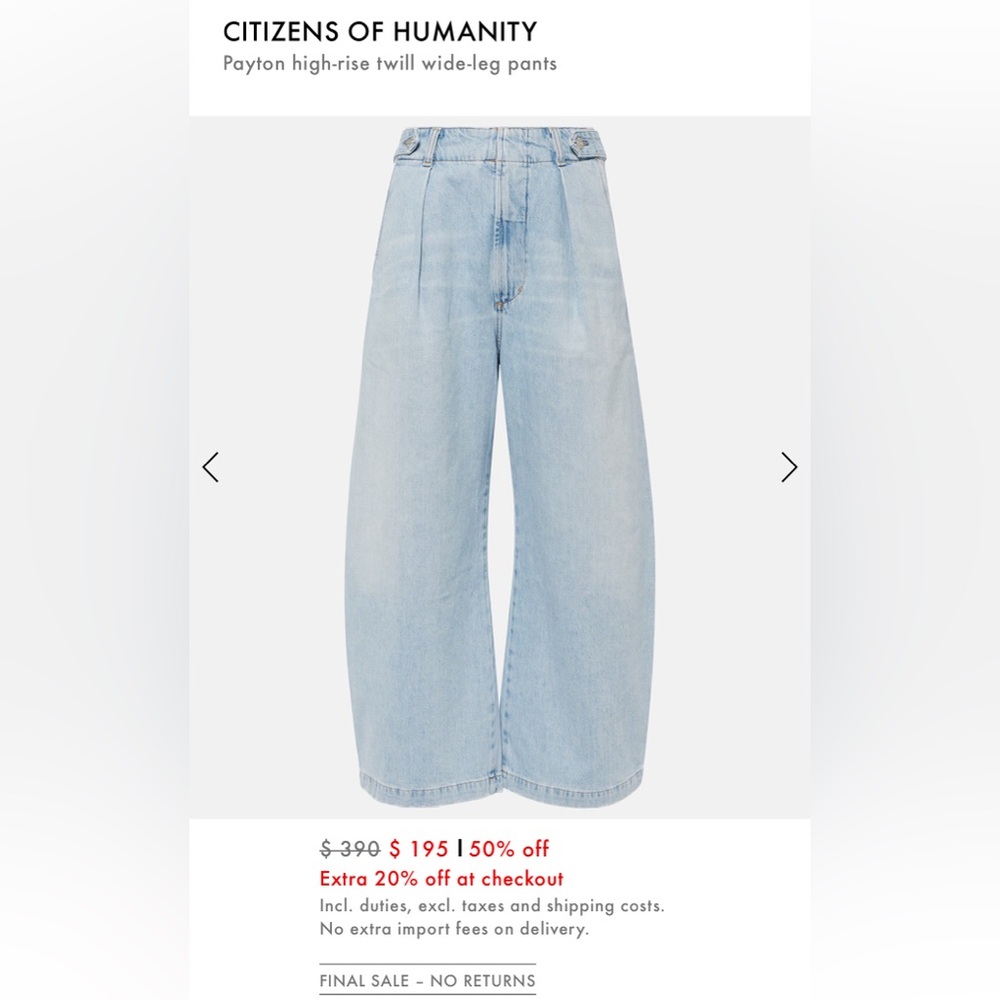 Citizens of Humanity Payton high-rise twill‎ wide-leg pants Utility Trousers 25